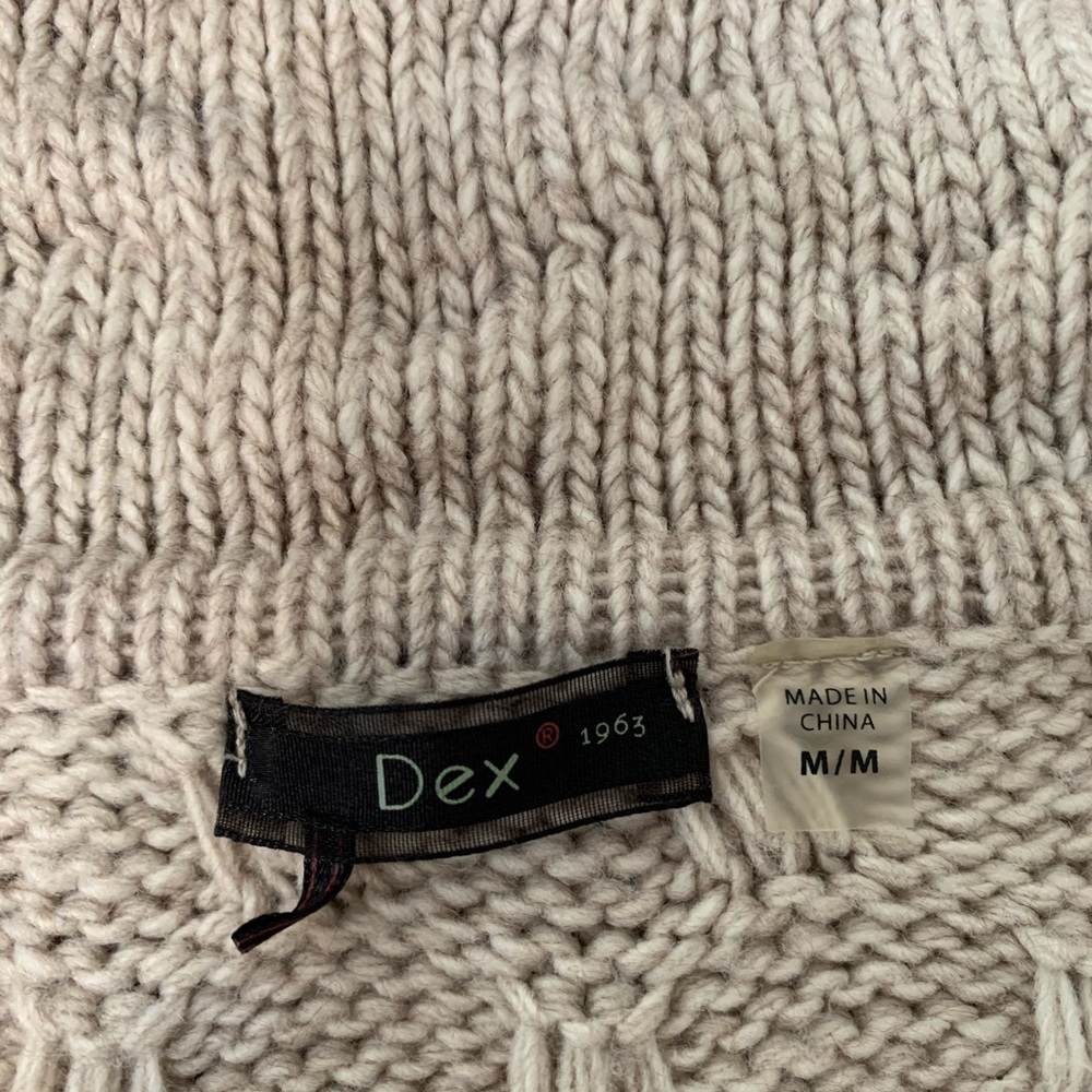 Dex. Wool blend open cardigan. Tan cable knit size M - Picture 7 of 7